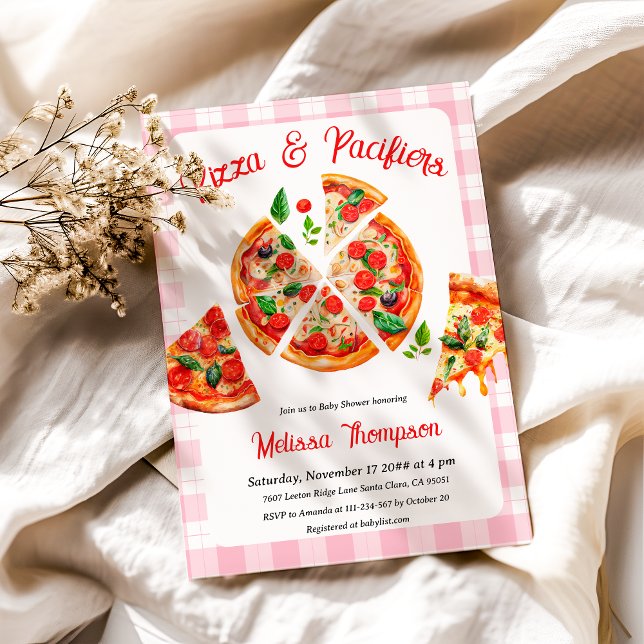 Invitación Pizza y Pacificadores Fiesta de Baby Shower de col (Subido por el creador)