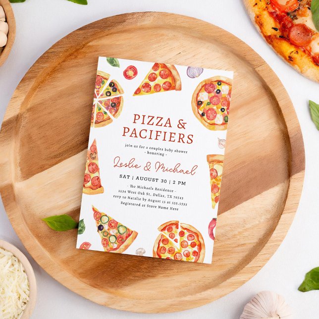 Invitación Pizza y Pacificadores Parejas Baby Shower (Subido por el creador)