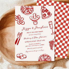 Invitación Pizza y Pacificadores Pizza Temática Baby Shower