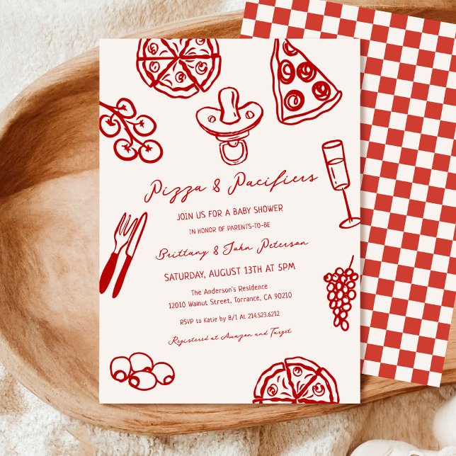Invitación Pizza y Pacificadores Pizza Temática Baby Shower (Subido por el creador)