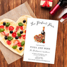 Invitación Pizza y Wine Night Modern Minimal