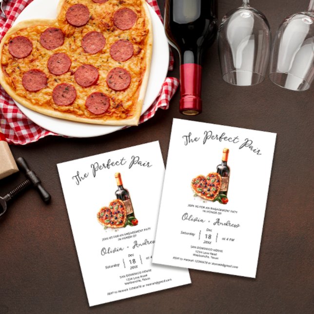 Invitación Pizza y Wine Perfect Pair Engagement Party (Subido por el creador)