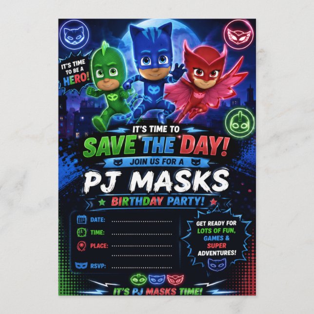 Invitación Pj Mask (Anverso)