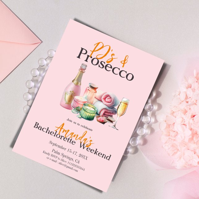 Invitación Pjs Prosecco Pink Spa Bachelorette Party Itinerari (Subido por el creador)