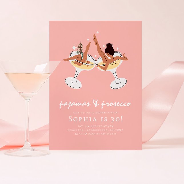 Invitación PJs y el Partido de Cumpleaños del Fiesta Prosecco (Subido por el creador)