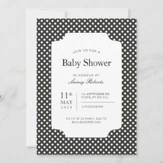 Invitación Placa clásica de Entramado blanco negro - Forma de