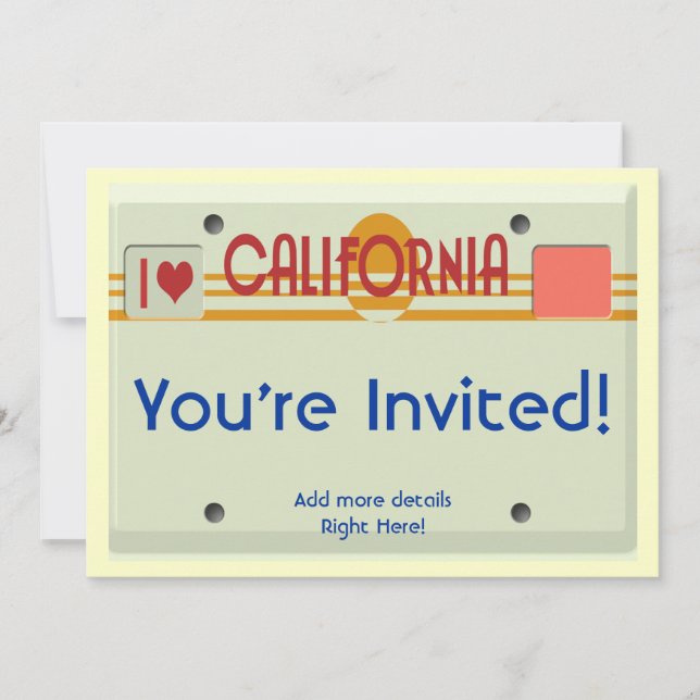 Invitación Placas de California (Anverso)