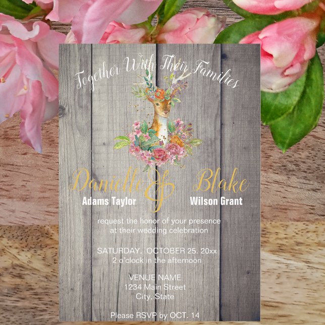 Invitación Placas rusticas, Boda de Relieve metalizado dorado (Subido por el creador)