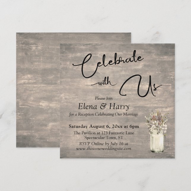 Invitación Placas templadas flores silvestres celebran con no (Anverso / Reverso)