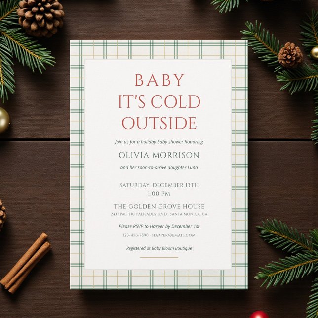 Invitación Plaid Baby It's Cold Outside Baby Shower (Subido por el creador)