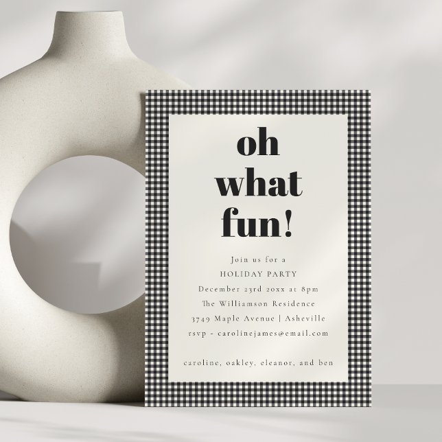 Invitación Plaid de Navidad Festiva Fiesta Blanco Negro (Subido por el creador)
