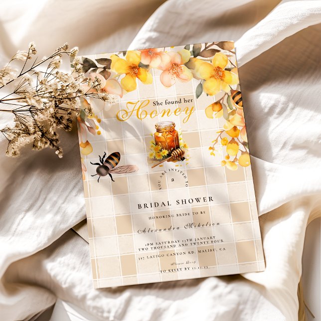 Invitación Plaid Floral Ella Encontró A Su Cariño Bridal (Subido por el creador)