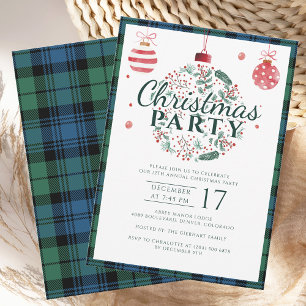 Invitación Plaid Navidades Holidays Fiesta Campbell Tartán
