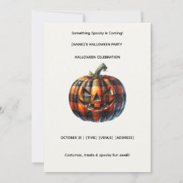 Invitación Plaid Pumpkin Halloween Party Invitation