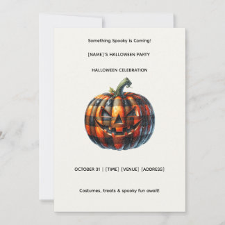 Invitación Plaid Pumpkin Halloween Party Invitation