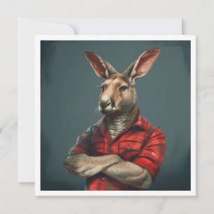Invitación Plaid Rojo de Franela Lumberjack Canguro Día del P