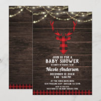 Plaid Rústico Ciervo Astas Madera Luces Baby Showe