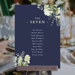 Invitación Plan de Asientos de Mesa Número Verde Azul Marino