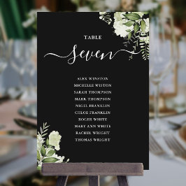 Invitación Plan de Asientos Floral en Blanco y Negro Número d