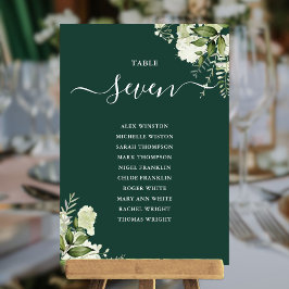 Invitación Plan de Asientos Florales Verde Esmeralda Número d