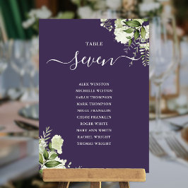 Invitación Plan de Asientos Florales Verde Púrpura Número de 