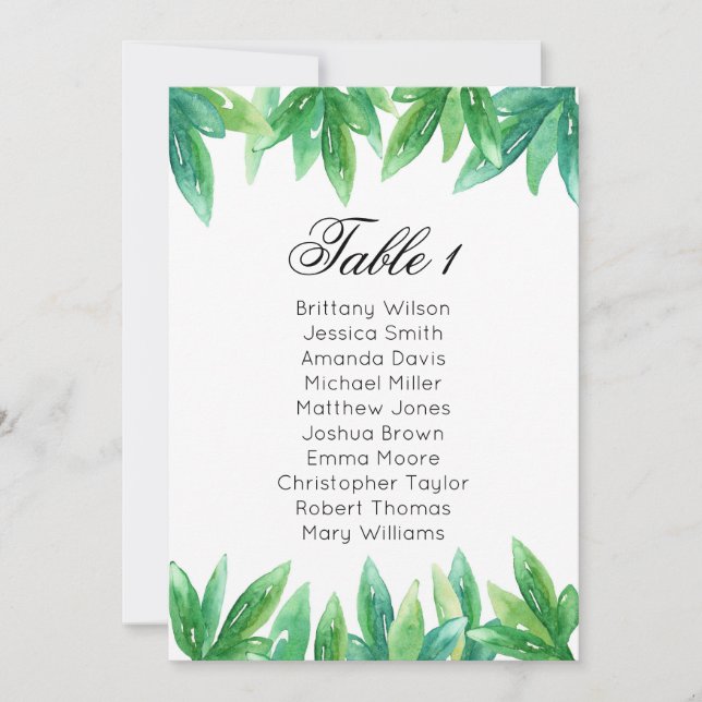 Invitación Plan de asientos para boda en bosque. Plan de mesa (Anverso)