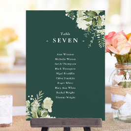 Invitación Plan de Asientos Verde Esmeralda Floral Número de 