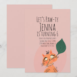 Invitación Plan de Cumpleaños de Gato Bonito Rosa Negro