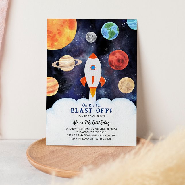 Invitación Plan de Despegue Planetas Espacio Cohete Nave Cump (Subido por el creador)