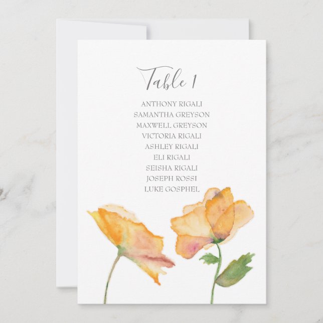 Invitación Plan de mesa de Boda de flores acuáticas (Anverso)