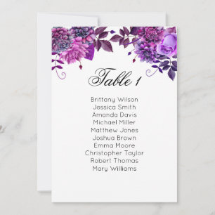 Invitación Plan de mesa de boda floral. Carta de asientos púr