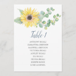 Invitación Plan de mesa para Bodas de girasol Eucalyptus