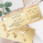 Invitación Plan de oro para pases de prepago de bodas de boda<br><div class="desc">Invitación al avión de oro de la tarjeta de embarque de la boda de destino</div>
