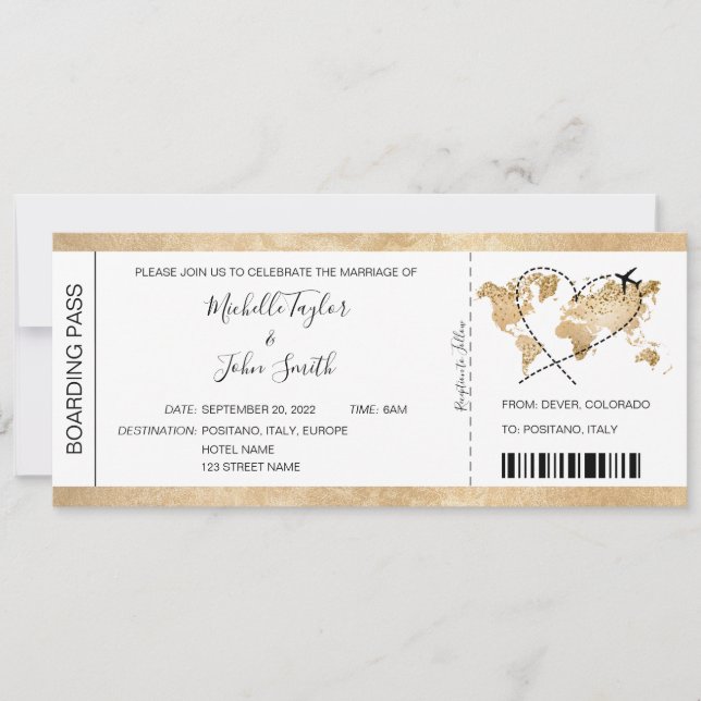 Invitación Plan de oro para pases de prepago de bodas de boda (Anverso)