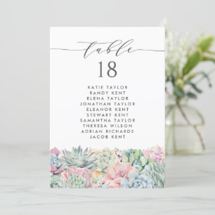 Invitación Plan de tabla de Bodas de color de agua Pastel Suc