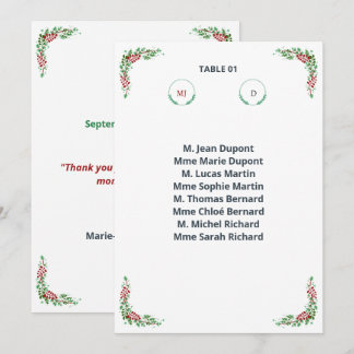 Invitación Plan de table individuel Chic