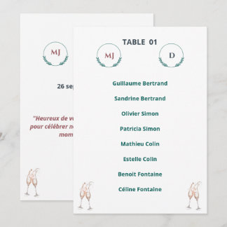 Invitación Plan de Table Individuel Chic – Harmony Journey