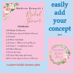 Invitación Plan Itinerario de Ducha Bridal 🌸 Personalizado F