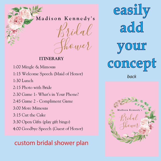 Invitación Plan Itinerario de Ducha Bridal 🌸 Personalizado F (Subido por el creador)