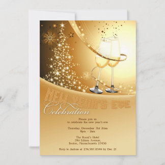 Invitación plana a la celebración de Año Nuevo