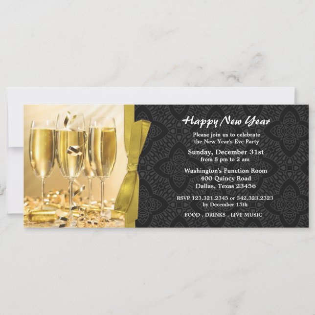 Invitación plana a la celebración de Año Nuevo (Anverso)
