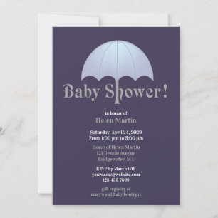 Invitación plana azul de Baby Shower