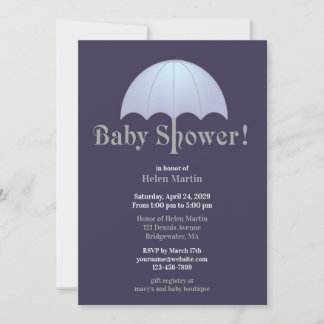 Invitación plana azul de Baby Shower