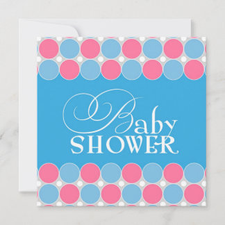 Invitación plana azul y rosa de Baby Shower