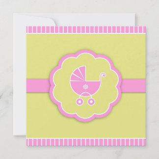 Invitación plana Baby Shower Chica de Stroller Ros