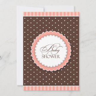 Invitación plana color marrón rosa de Baby Shower