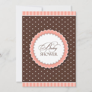 Invitación plana color marrón rosa de Baby Shower
