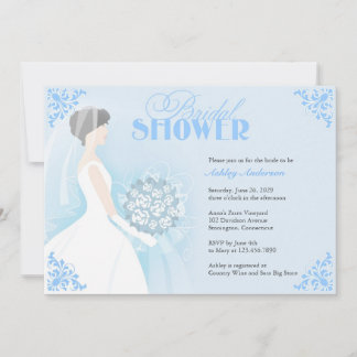 Invitación plana con cubierta blanca con ducha de