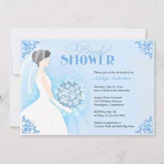 Invitación plana con cubierta blanca con ducha de