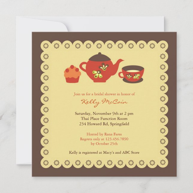 Invitación plana con ducha de novia Fiesta de tete (Anverso)